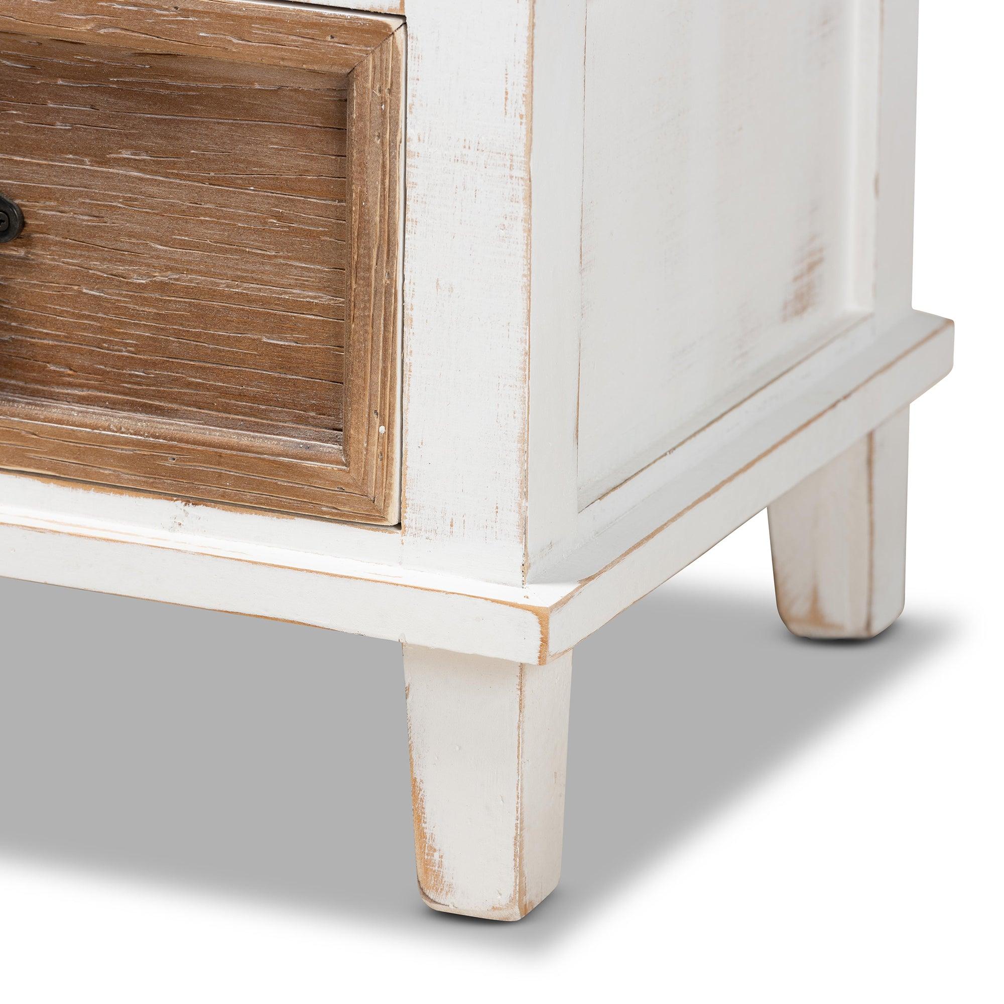 Glynn Rustic Farmhouse Weathered Two-Tone and Finished Wood 1-Drawer End Table