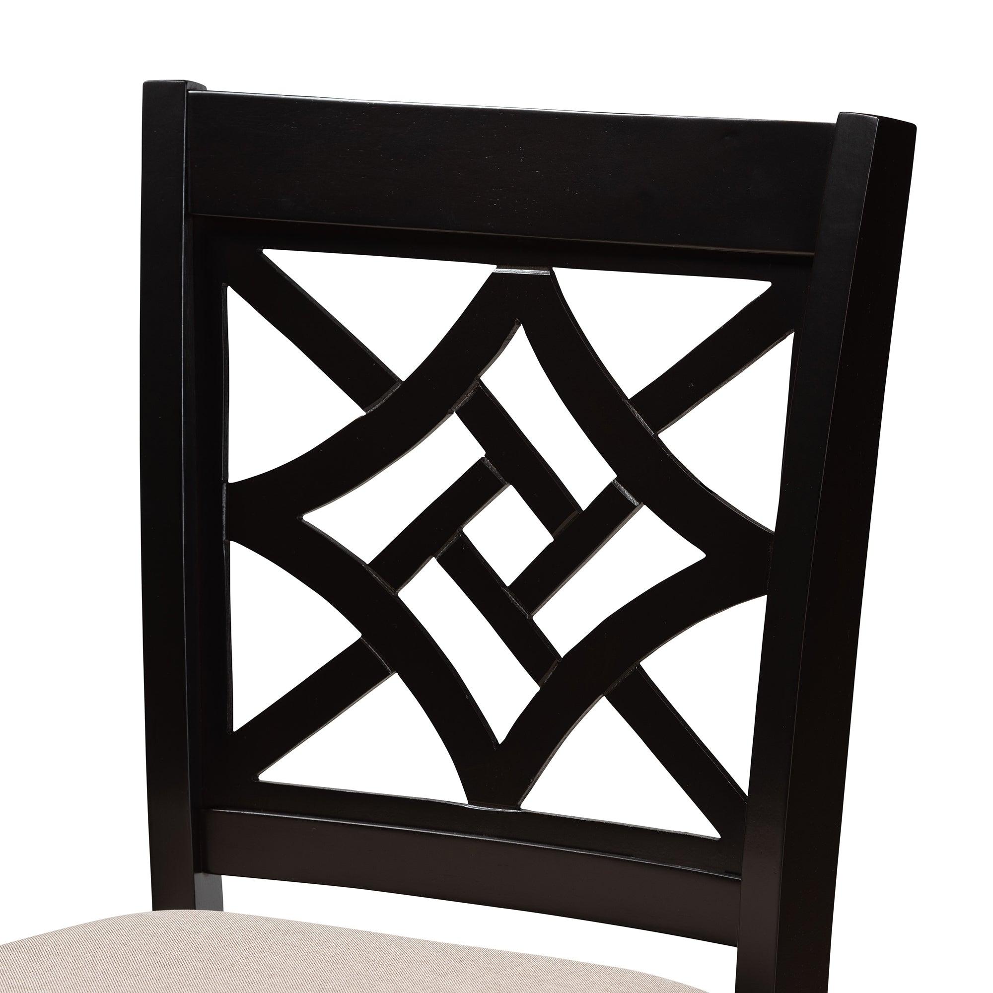 Nicolette Modern and Contemporary Sand Fabric Upholstered and Finished Wood 2-Piece Counter Stool Set