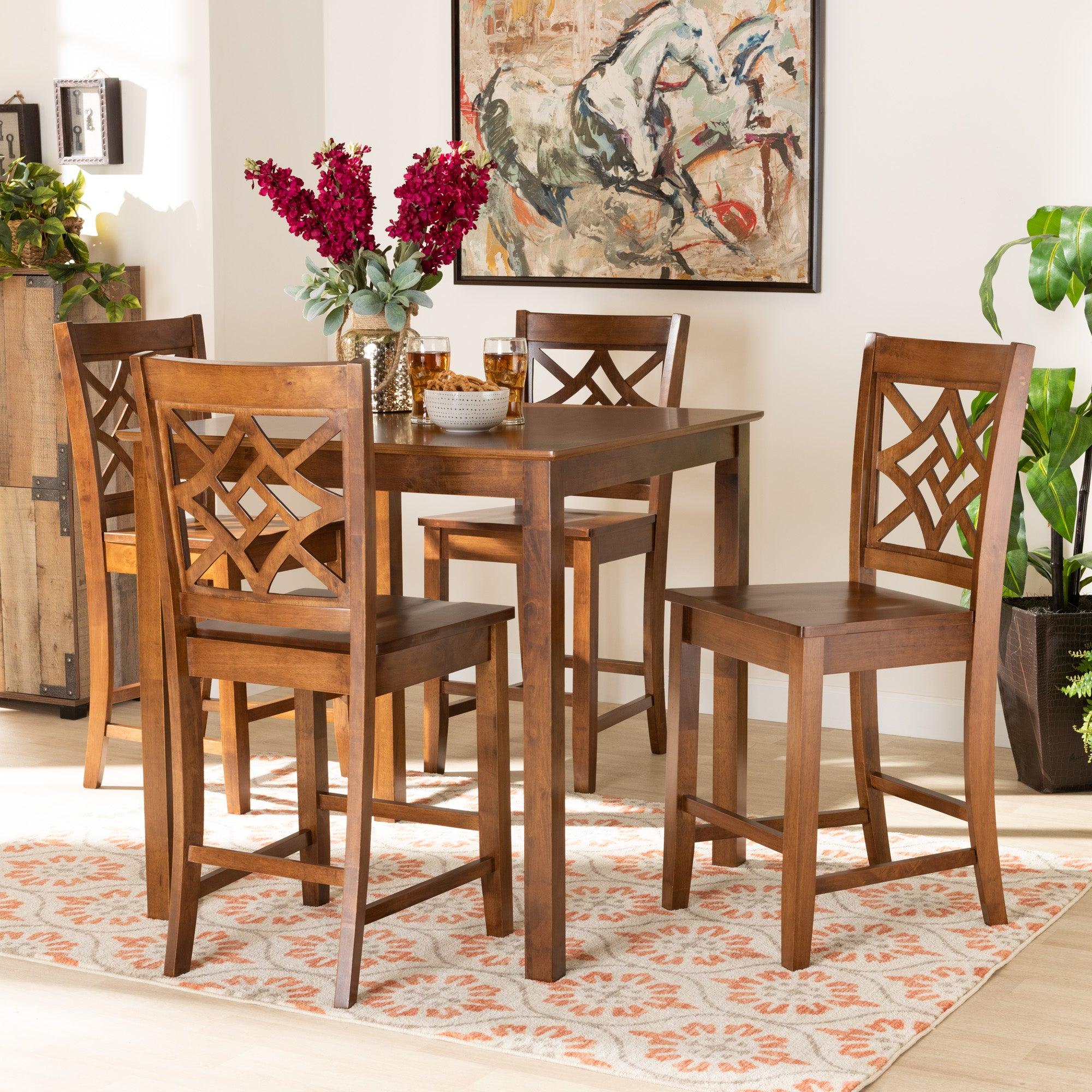 Nicolette Modern and Contemporary Finished Wood 5-Piece Pub Set