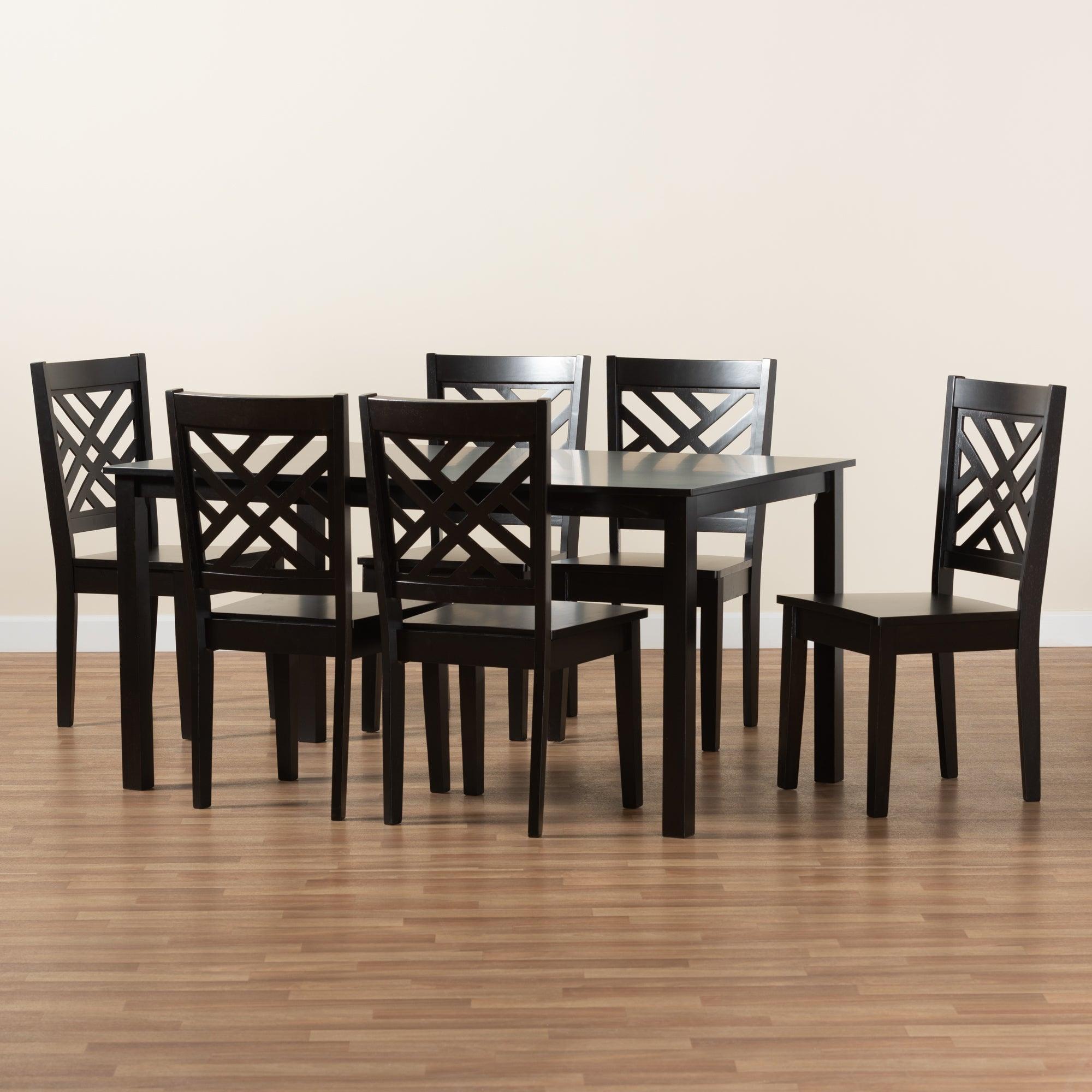 Ani Modern and Contemporary Finished Wood 7-Piece Dining Set