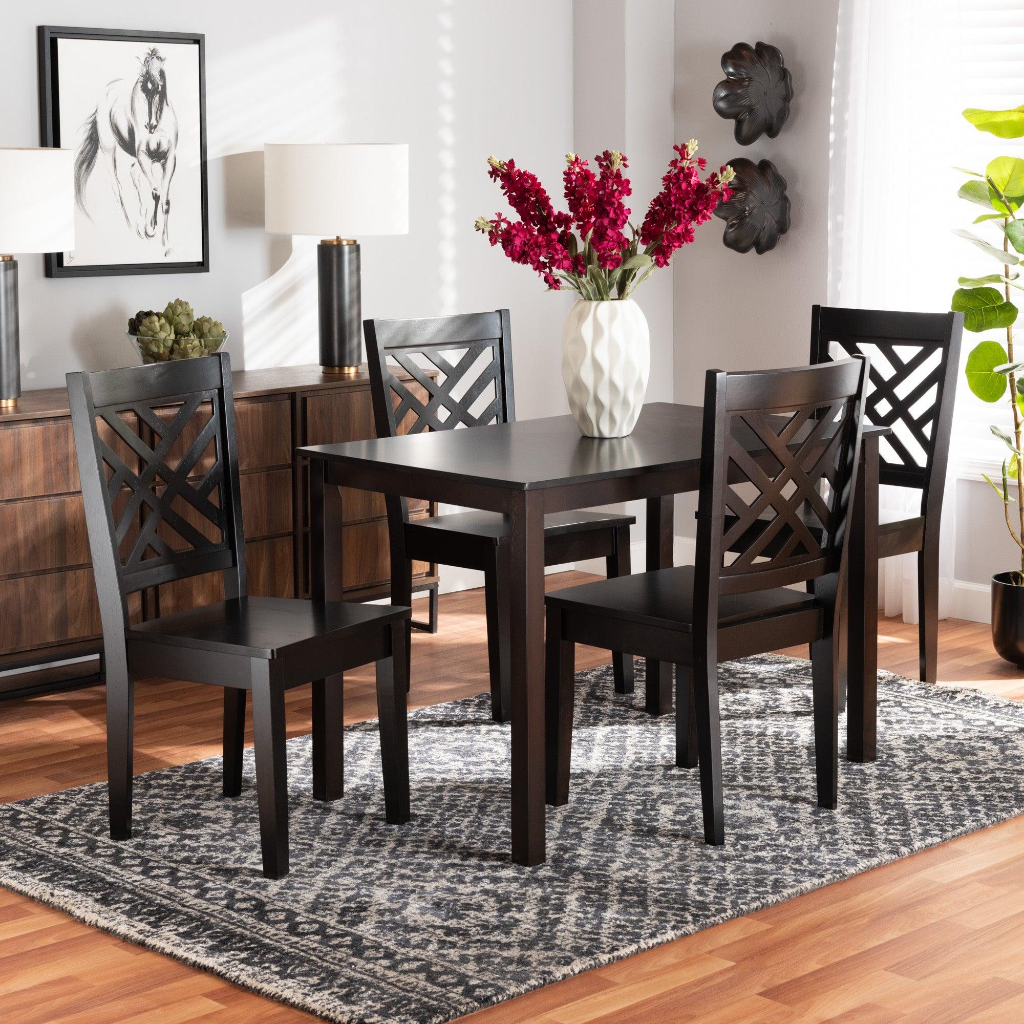 Ani Modern and Contemporary Finished Wood 5-Piece Dining Set