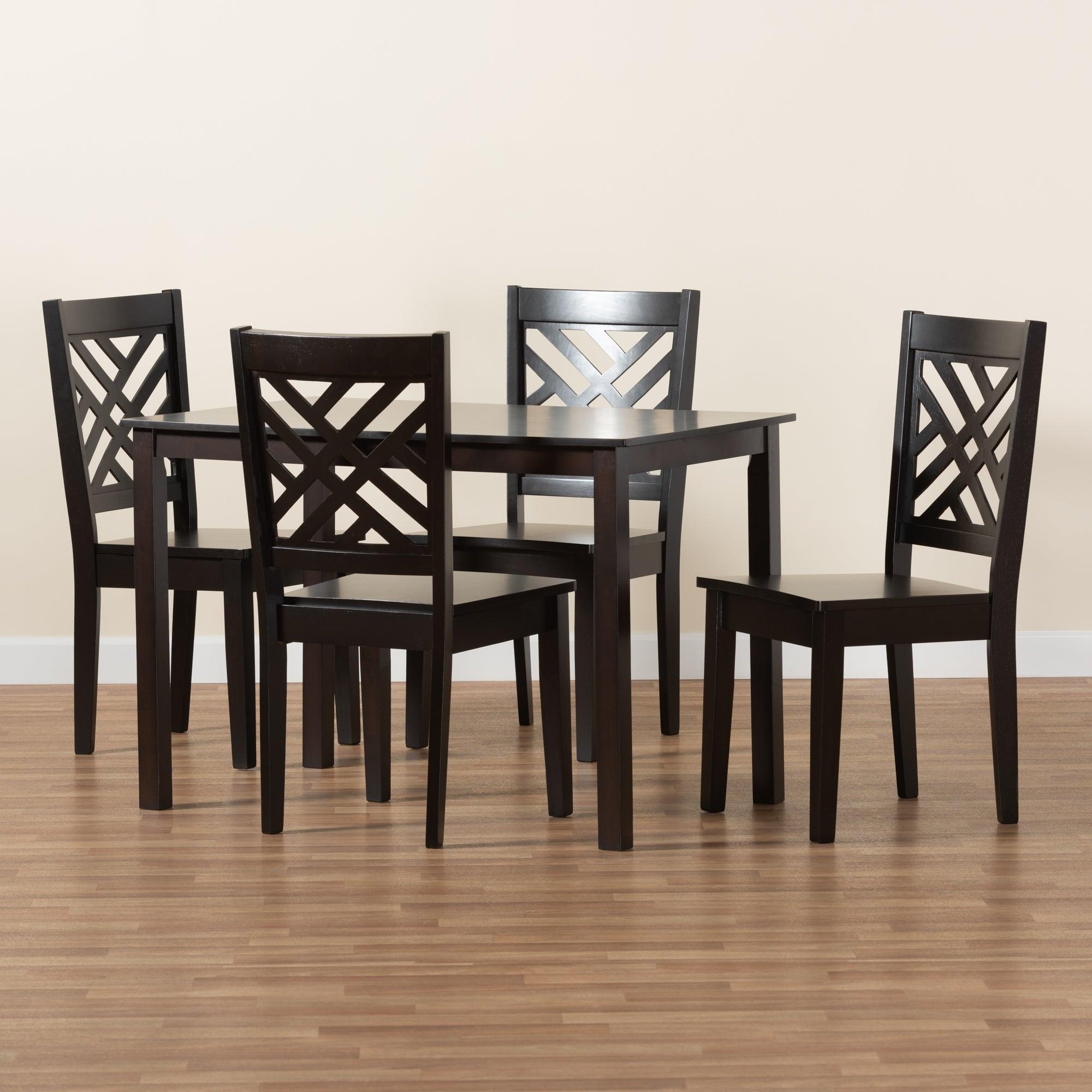 Ani Modern and Contemporary Finished Wood 5-Piece Dining Set