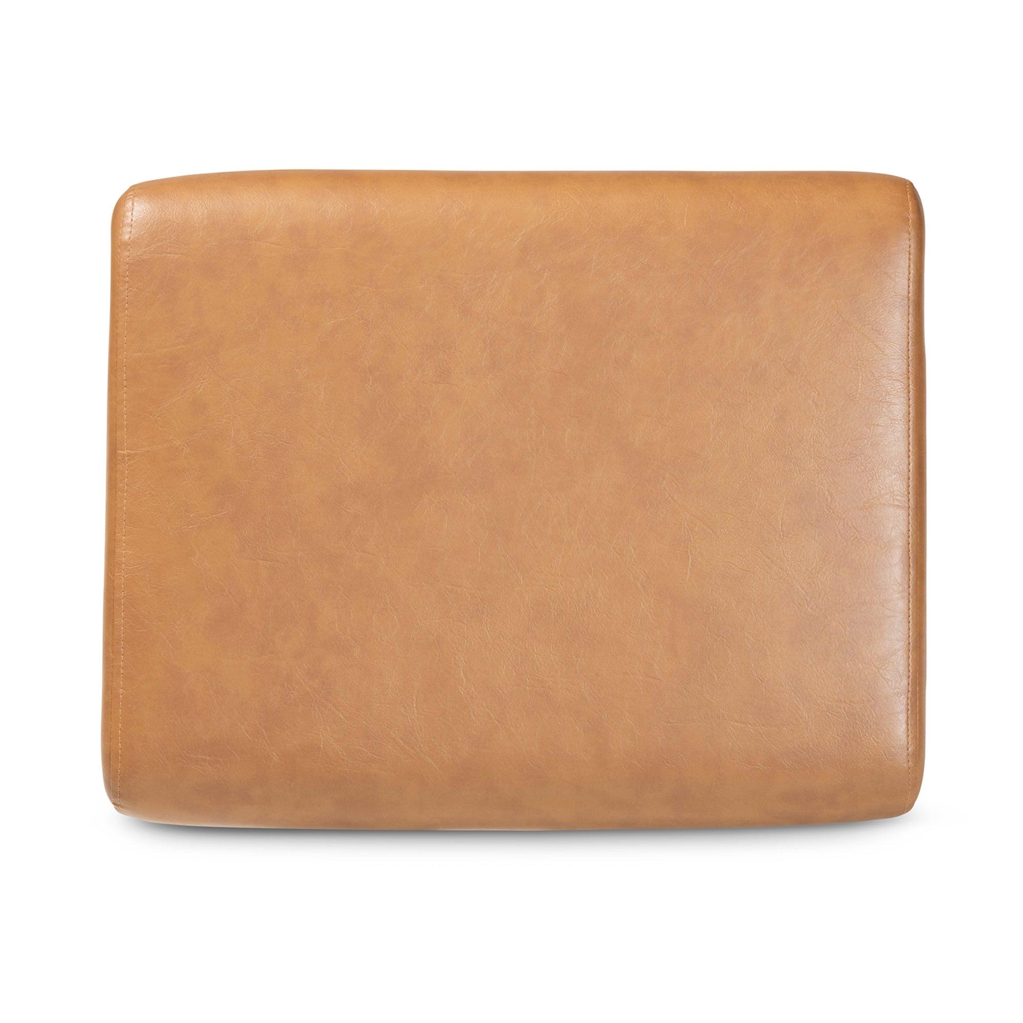 Bianca Mid-Century Modern Finished Wood and Faux Leather Effect Ottoman