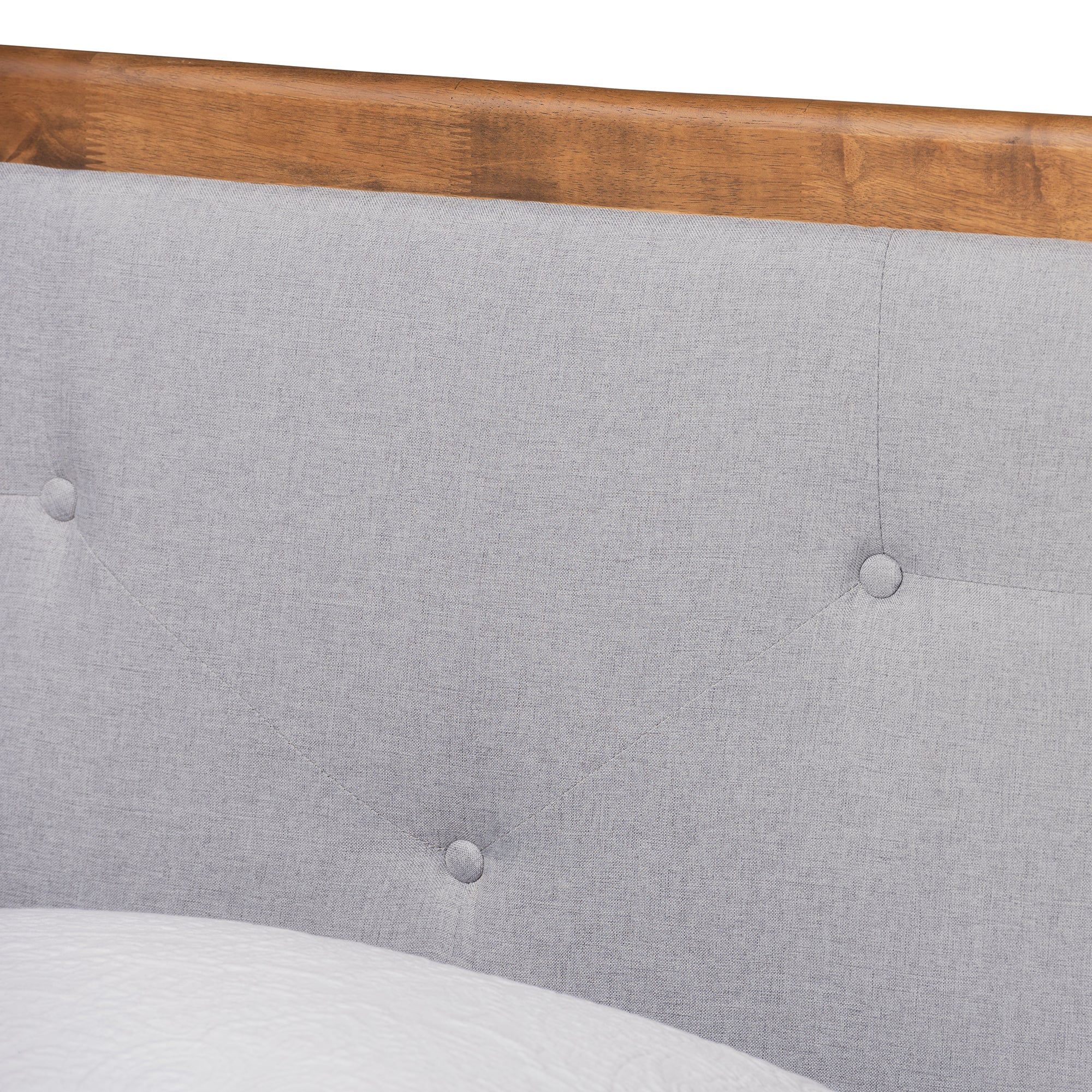 Laima Mid-Century Modern Fabric Upholstered and Finished Wood Platform Bed