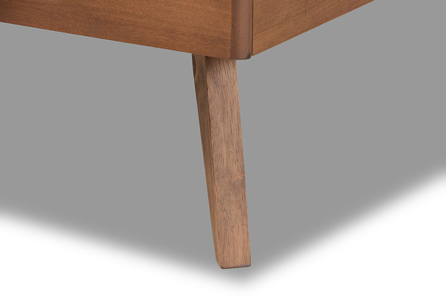 Laima Mid-Century Modern Fabric Upholstered and Finished Wood Platform Bed