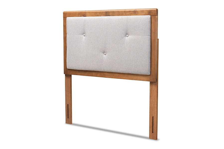 Abner Modern and Contemporary Transitional Fabric Upholstered and Finished Wood Headboard
