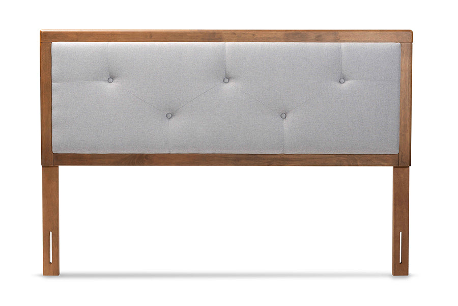 Abner Modern and Contemporary Transitional Fabric Upholstered and Finished Wood Headboard