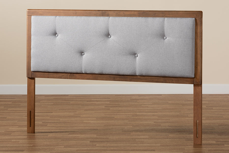 Abner Modern and Contemporary Transitional Fabric Upholstered and Finished Wood Headboard