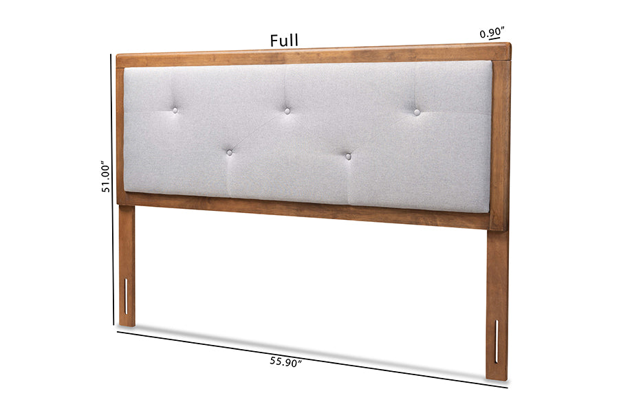 Abner Modern and Contemporary Transitional Fabric Upholstered and Finished Wood Headboard