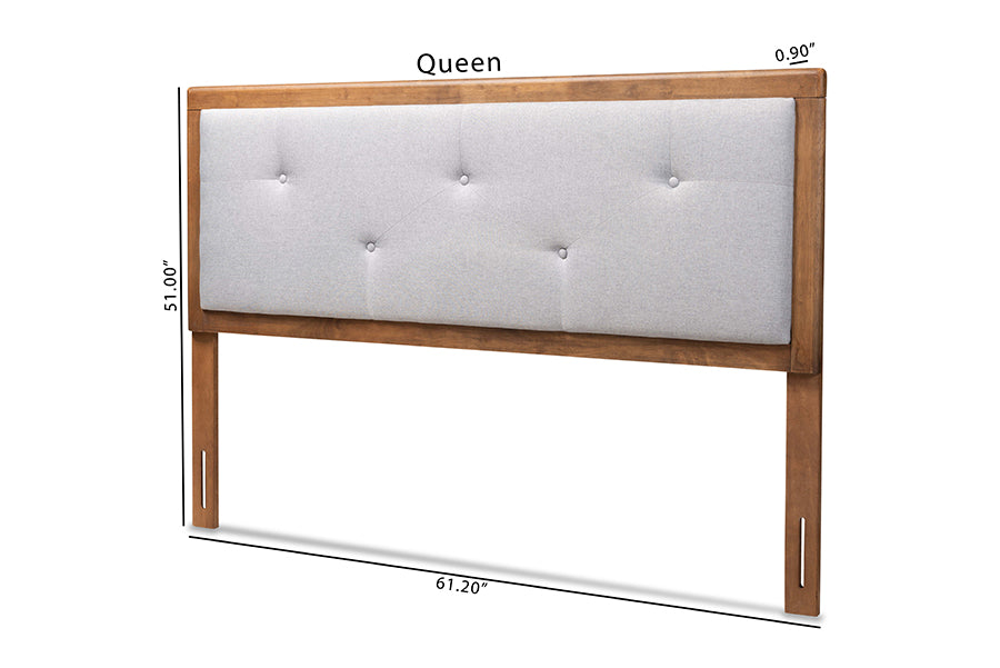 Abner Modern and Contemporary Transitional Fabric Upholstered and Finished Wood Headboard