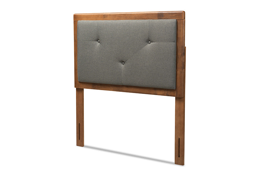 Abner Modern and Contemporary Transitional Fabric Upholstered and Finished Wood Headboard