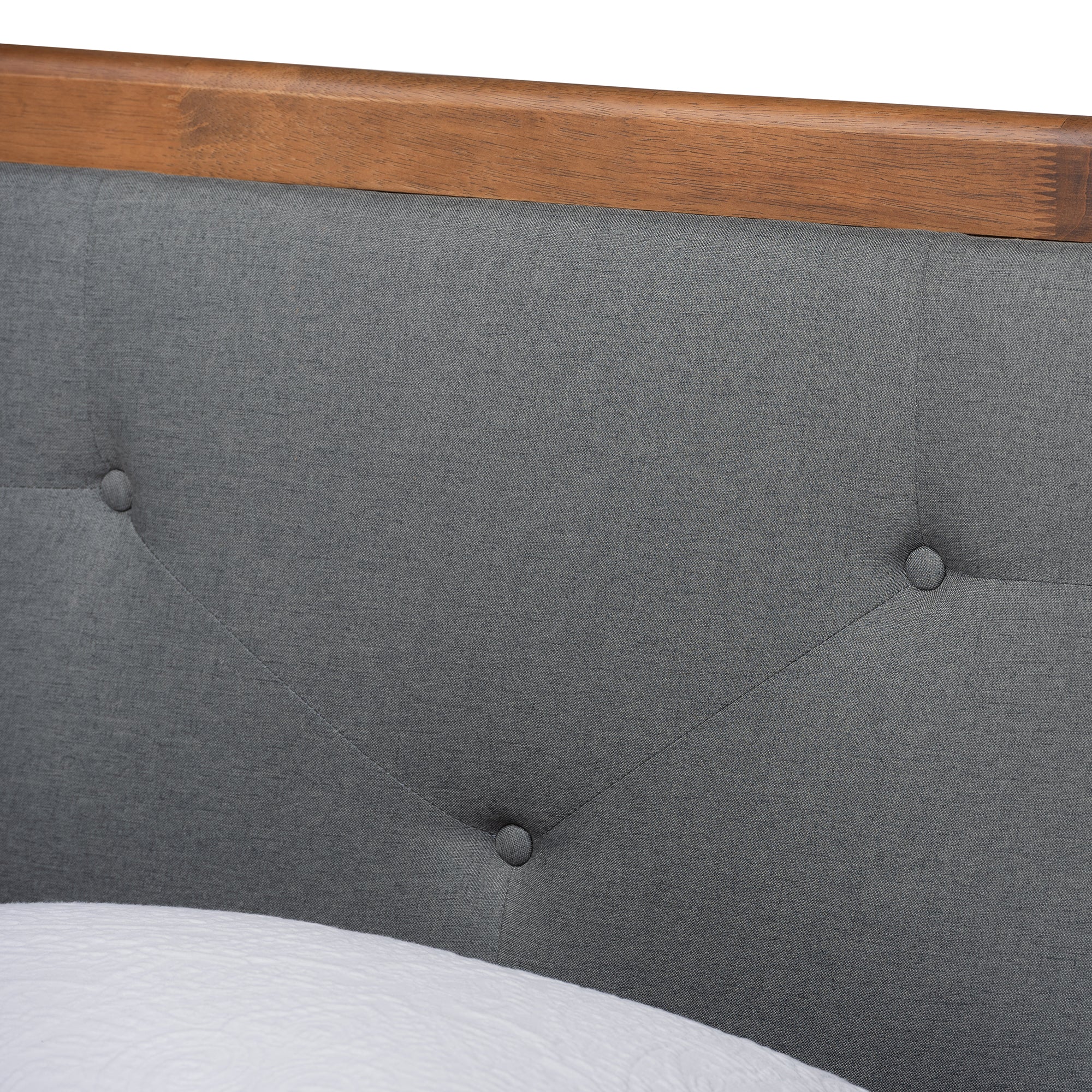 Laima Mid-Century Modern Fabric Upholstered and Finished Wood Platform Bed
