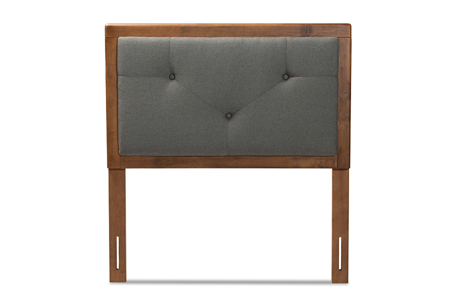 Abner Modern and Contemporary Transitional Fabric Upholstered and Finished Wood Headboard