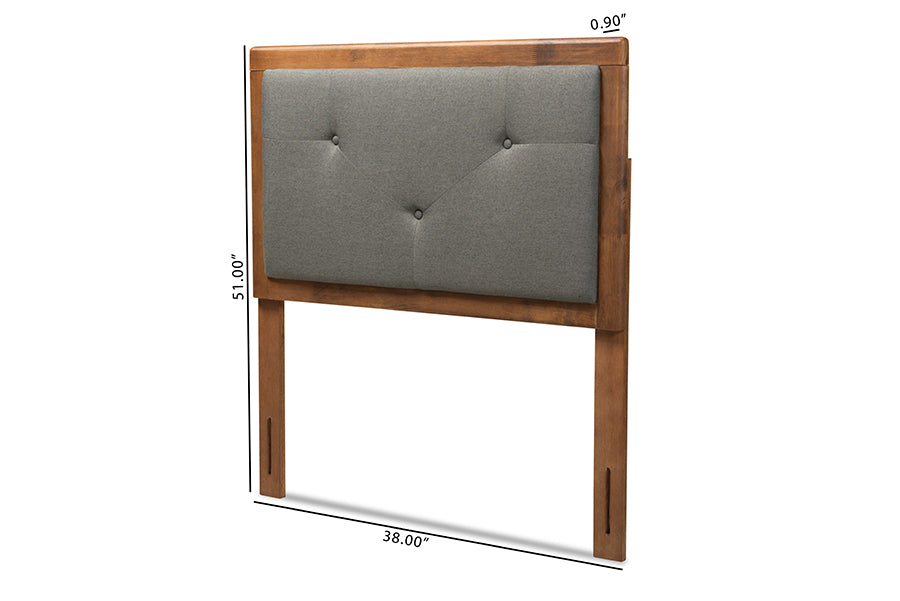 Abner Modern and Contemporary Transitional Fabric Upholstered and Finished Wood Headboard