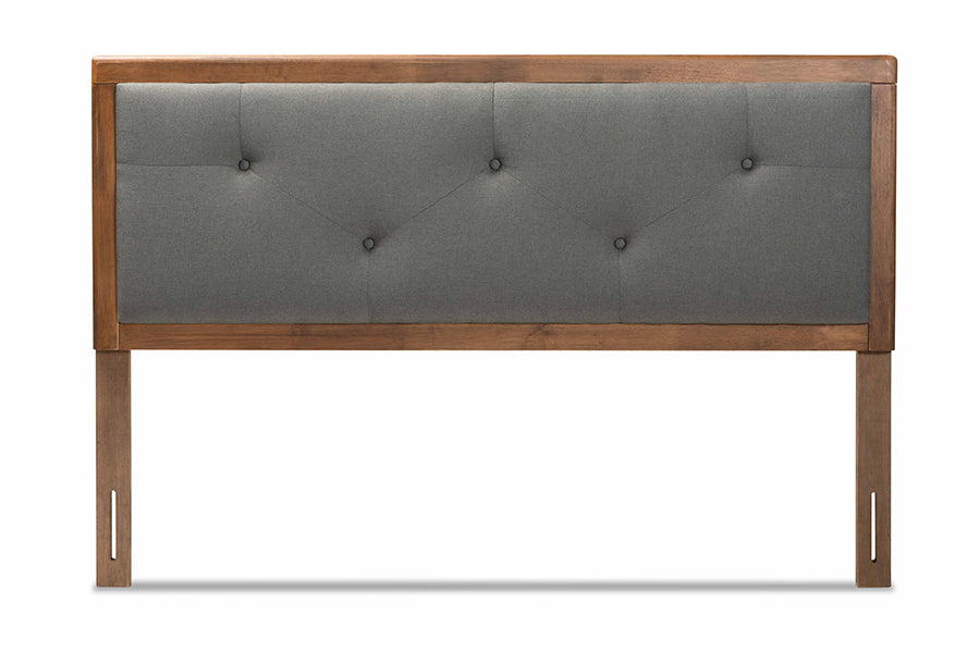 Abner Modern and Contemporary Transitional Fabric Upholstered and Finished Wood Headboard
