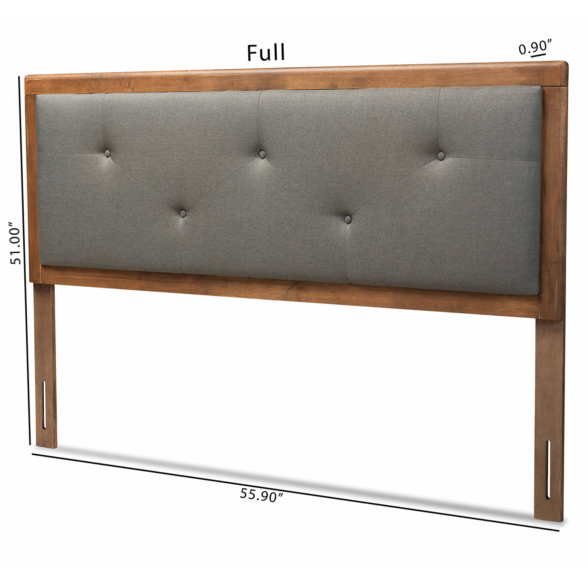 Abner Modern and Contemporary Transitional Fabric Upholstered and Finished Wood Headboard