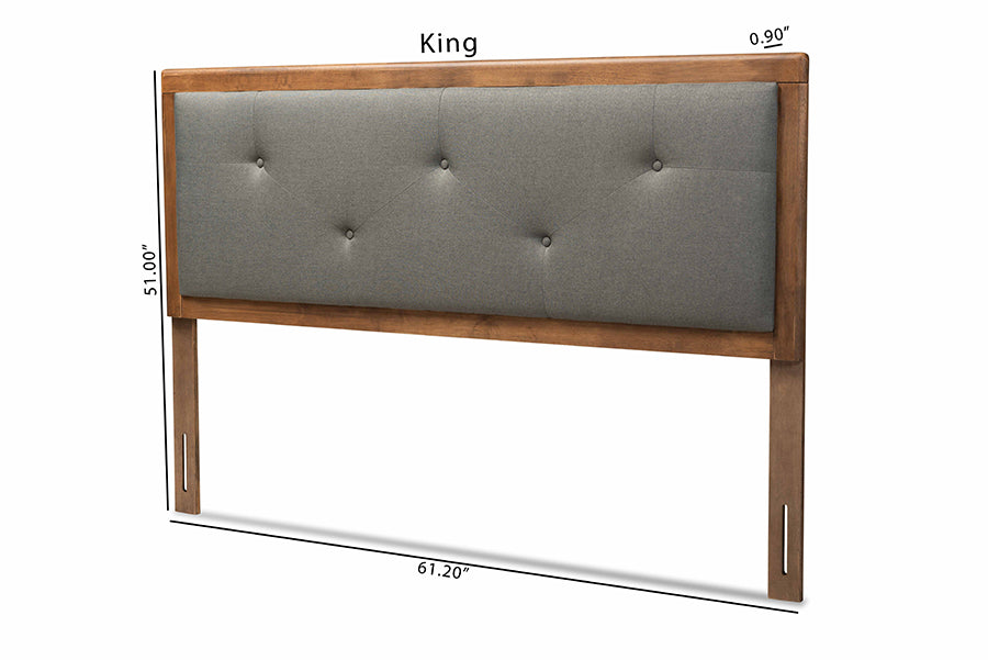 Abner Modern and Contemporary Transitional Fabric Upholstered and Finished Wood Headboard