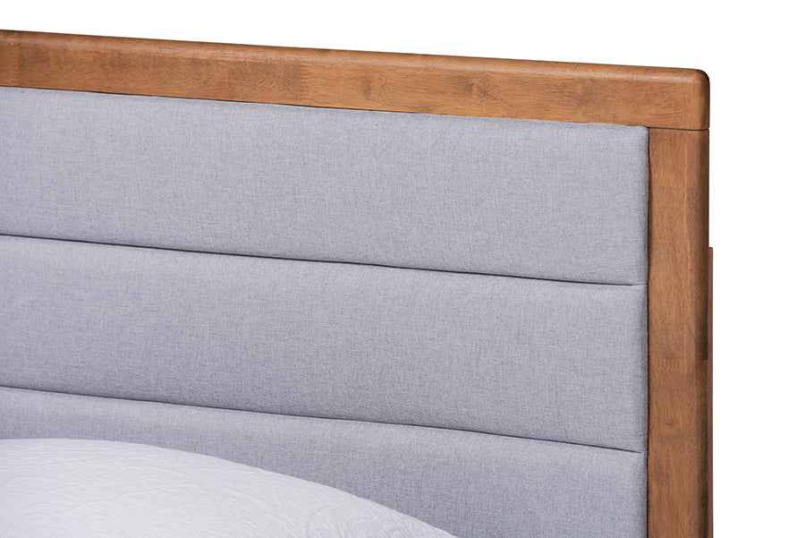 Seren Mid-Century Modern Fabric Upholstered and Finished Wood Platform Bed