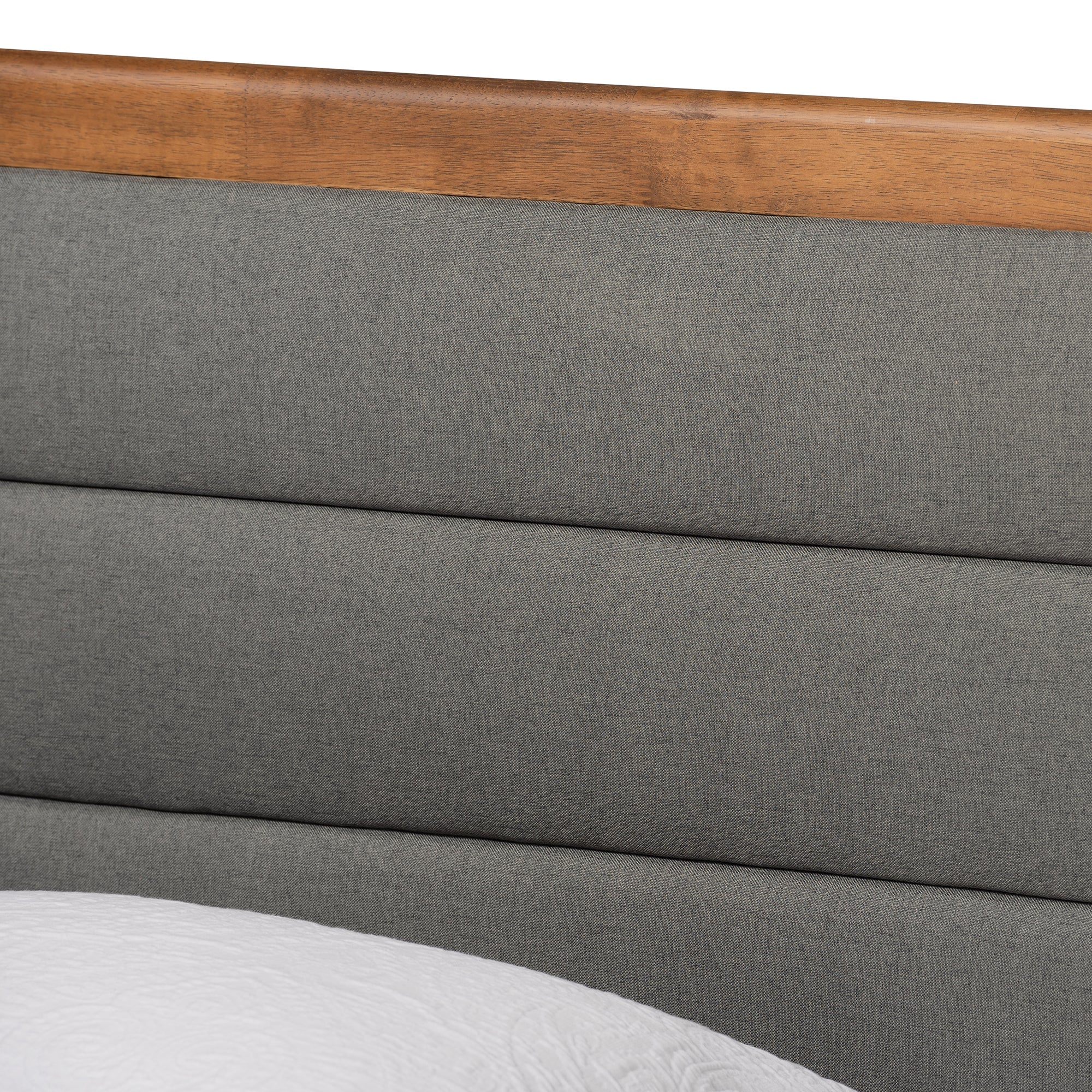 Seren Mid-Century Modern Fabric Upholstered and Finished Wood Platform Bed