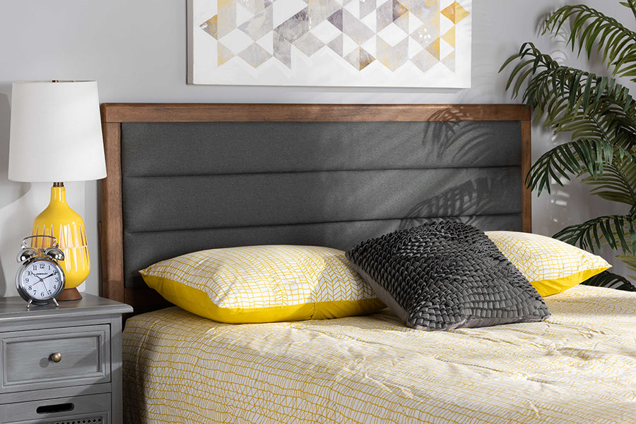 Dexter Modern and Contemporary Fabric Upholstered and Finished Wood Headboard