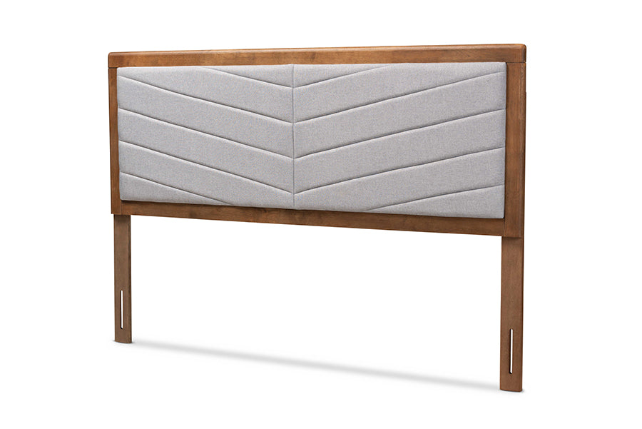 Iden Modern and Contemporary Fabric Upholstered and Finished Wood Headboard