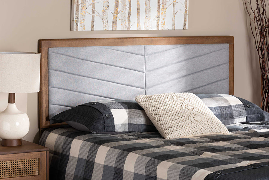 Iden Modern and Contemporary Fabric Upholstered and Finished Wood Headboard