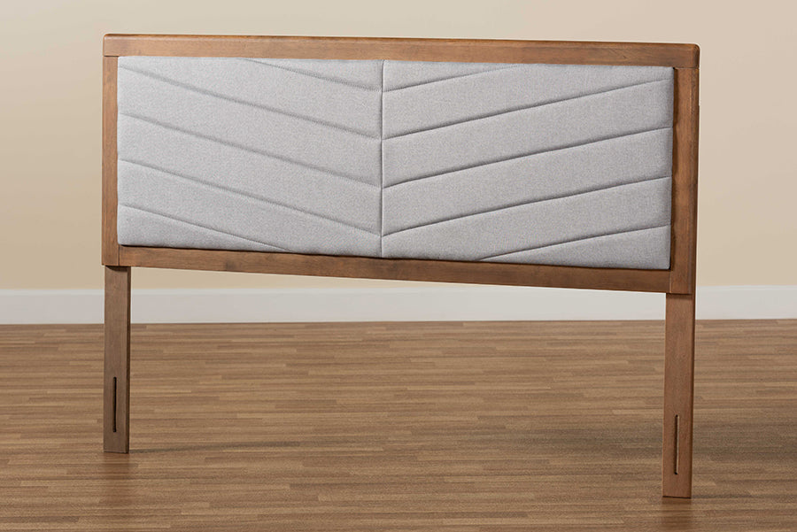Iden Modern and Contemporary Fabric Upholstered and Finished Wood Headboard