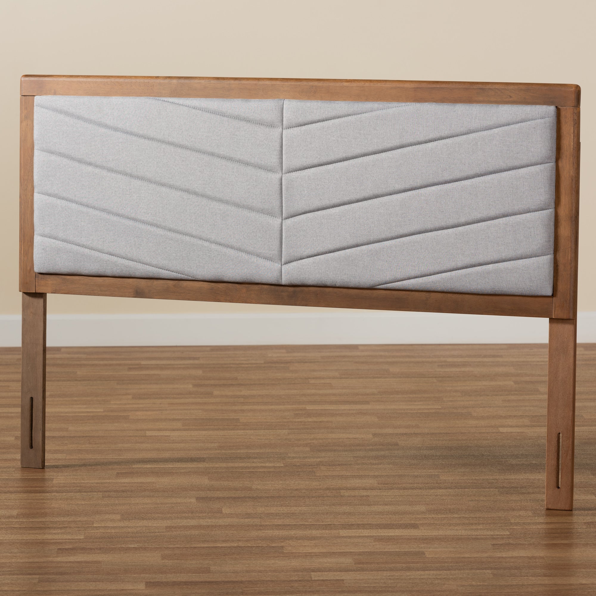 Iden Modern and Contemporary Fabric Upholstered and Finished Wood Headboard
