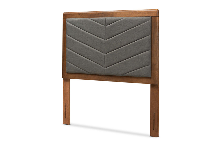 Iden Modern and Contemporary Fabric Upholstered and Finished Wood Headboard