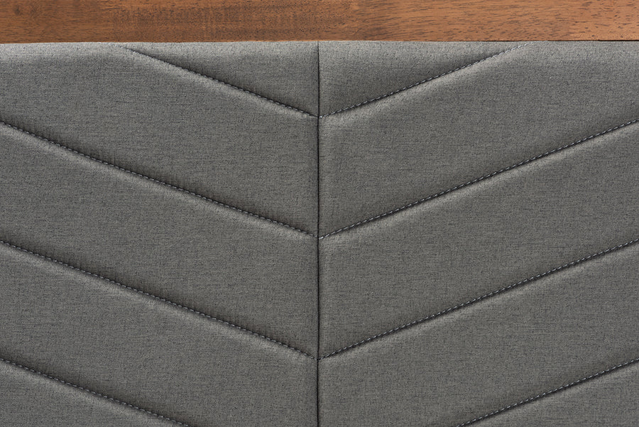 Iden Modern and Contemporary Fabric Upholstered and Finished Wood Headboard