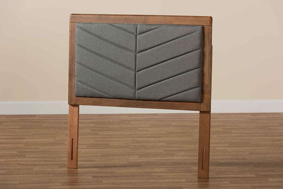 Iden Modern and Contemporary Fabric Upholstered and Finished Wood Headboard