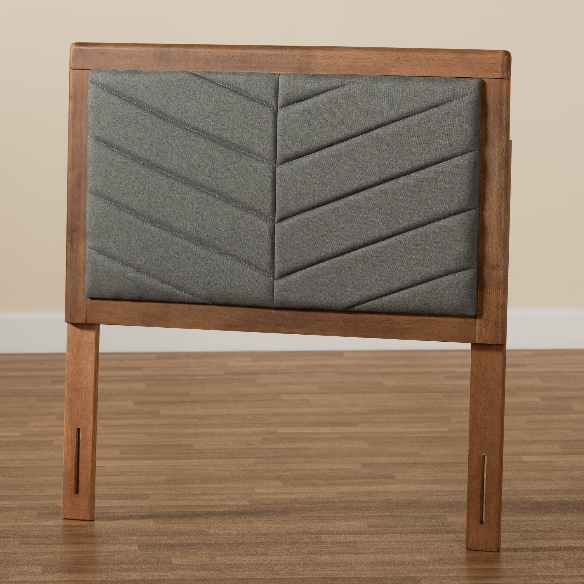 Iden Modern and Contemporary Fabric Upholstered and Finished Wood Headboard