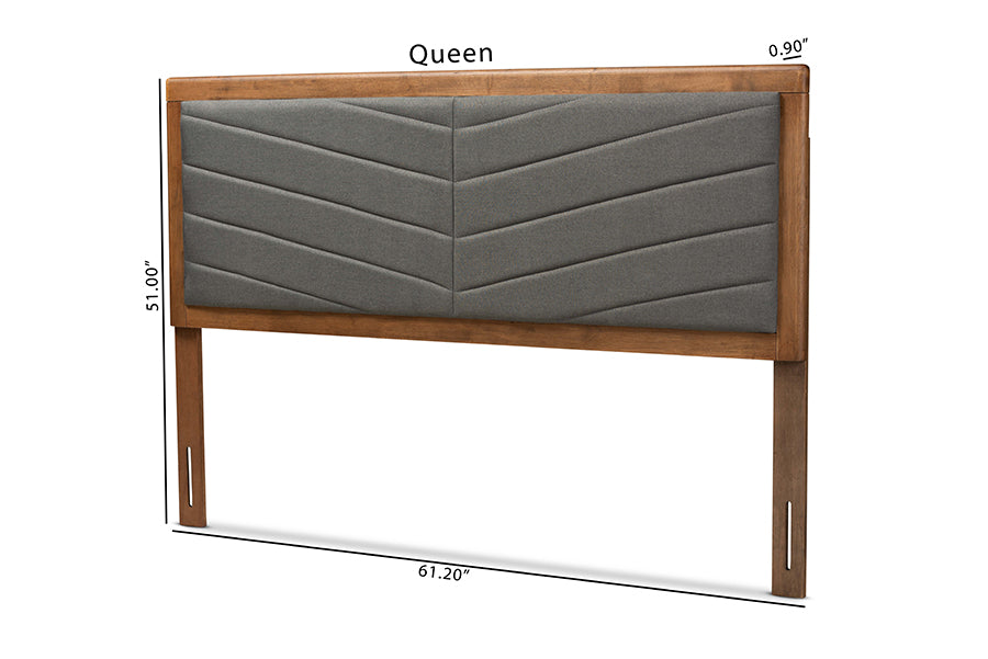 Iden Modern and Contemporary Fabric Upholstered and Finished Wood Headboard