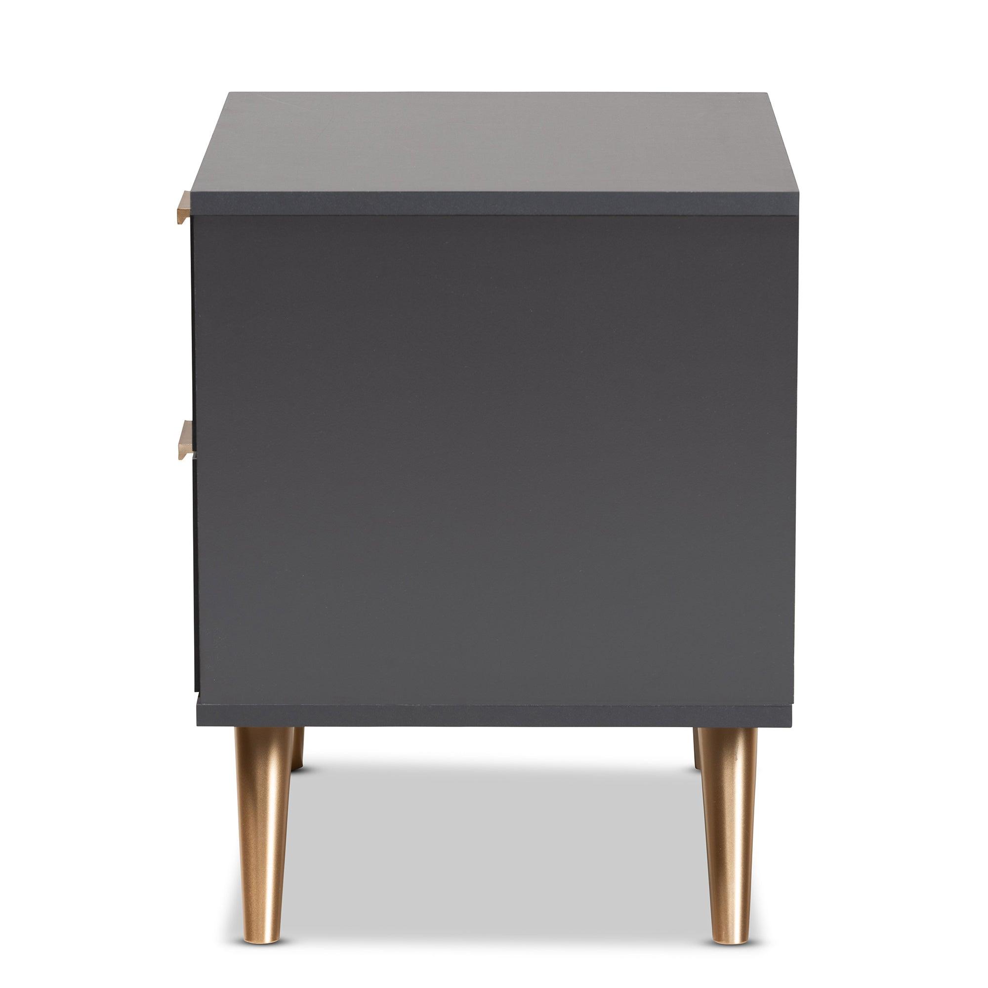 Kelson Modern and Contemporary Dark and Finished Wood 2-Drawer Nightstand