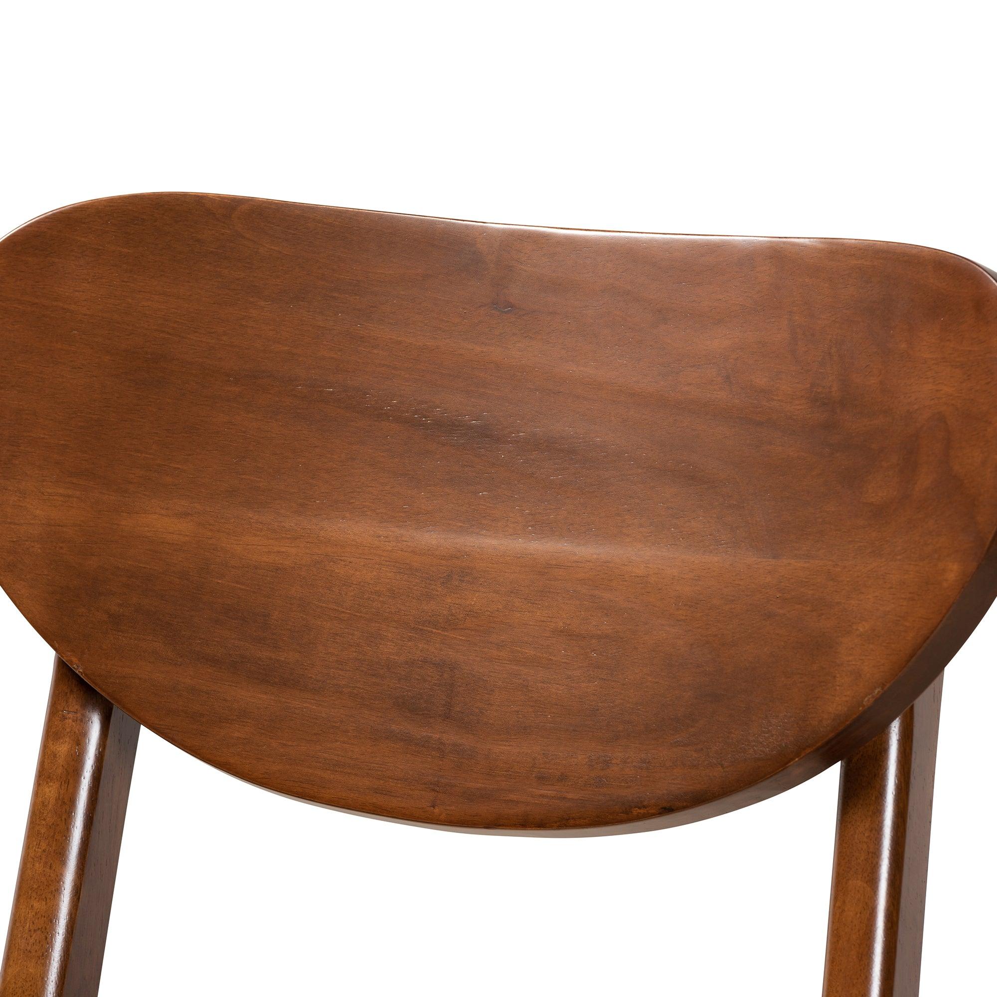 Katya Mid-Century Modern Sand Fabric Upholstered and Finished Wood 2-Piece Bar Stool Set