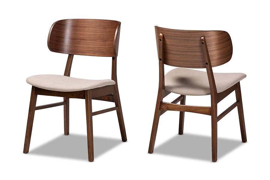 Alston Mid-Century Modern Fabric Upholstered and Finished Wood 2-Piece Dining Chair Set