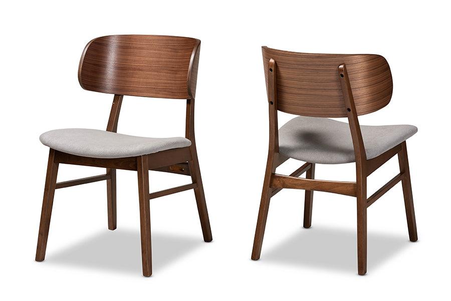 Alston Mid-Century Modern Fabric Upholstered and Finished Wood 2-Piece Dining Chair Set