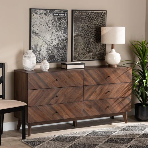 Hartman Mid-Century Modern Finished Wood 6-Drawer Dresser