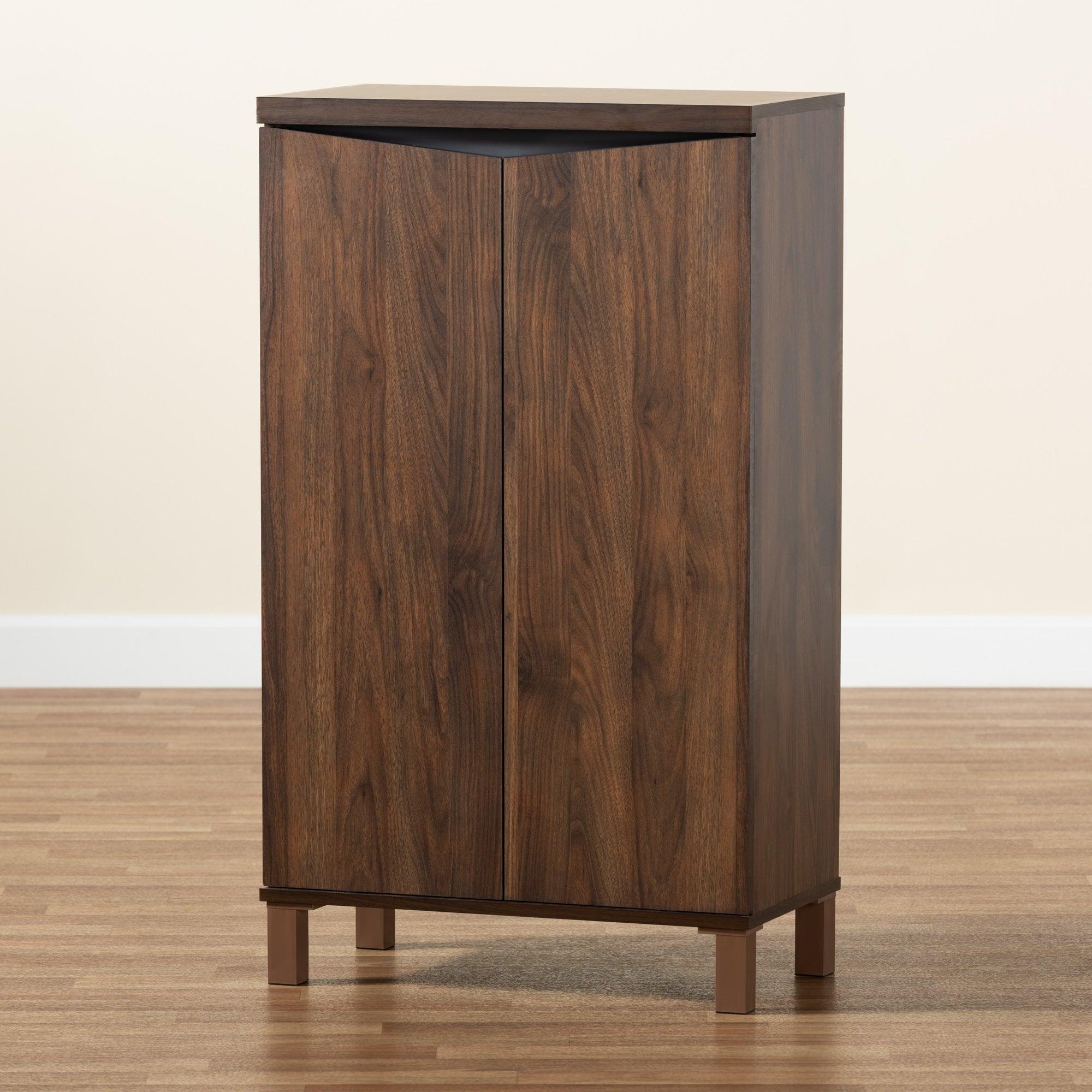Talon Modern and Contemporary Two-Tone and Dark Finished Wood 2-Door Shoe Storage Cabinet
