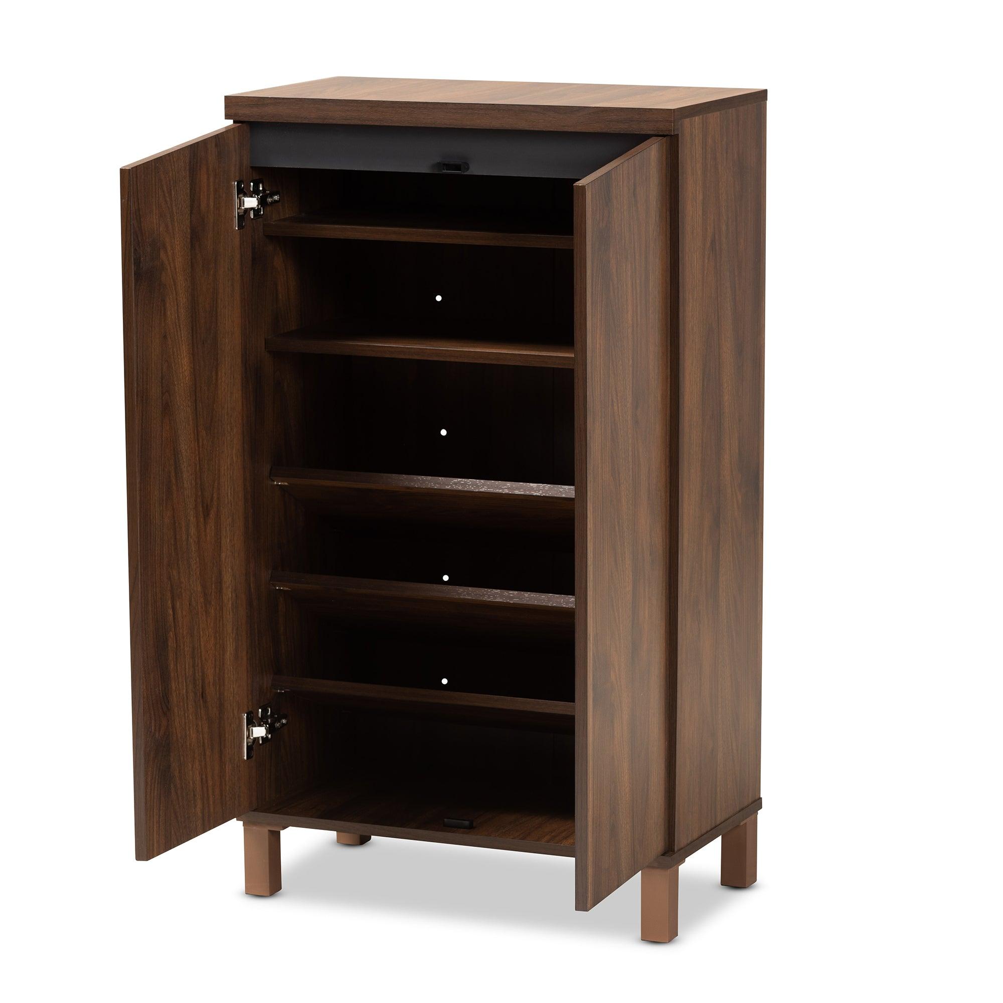 Talon Modern and Contemporary Two-Tone and Dark Finished Wood 2-Door Shoe Storage Cabinet