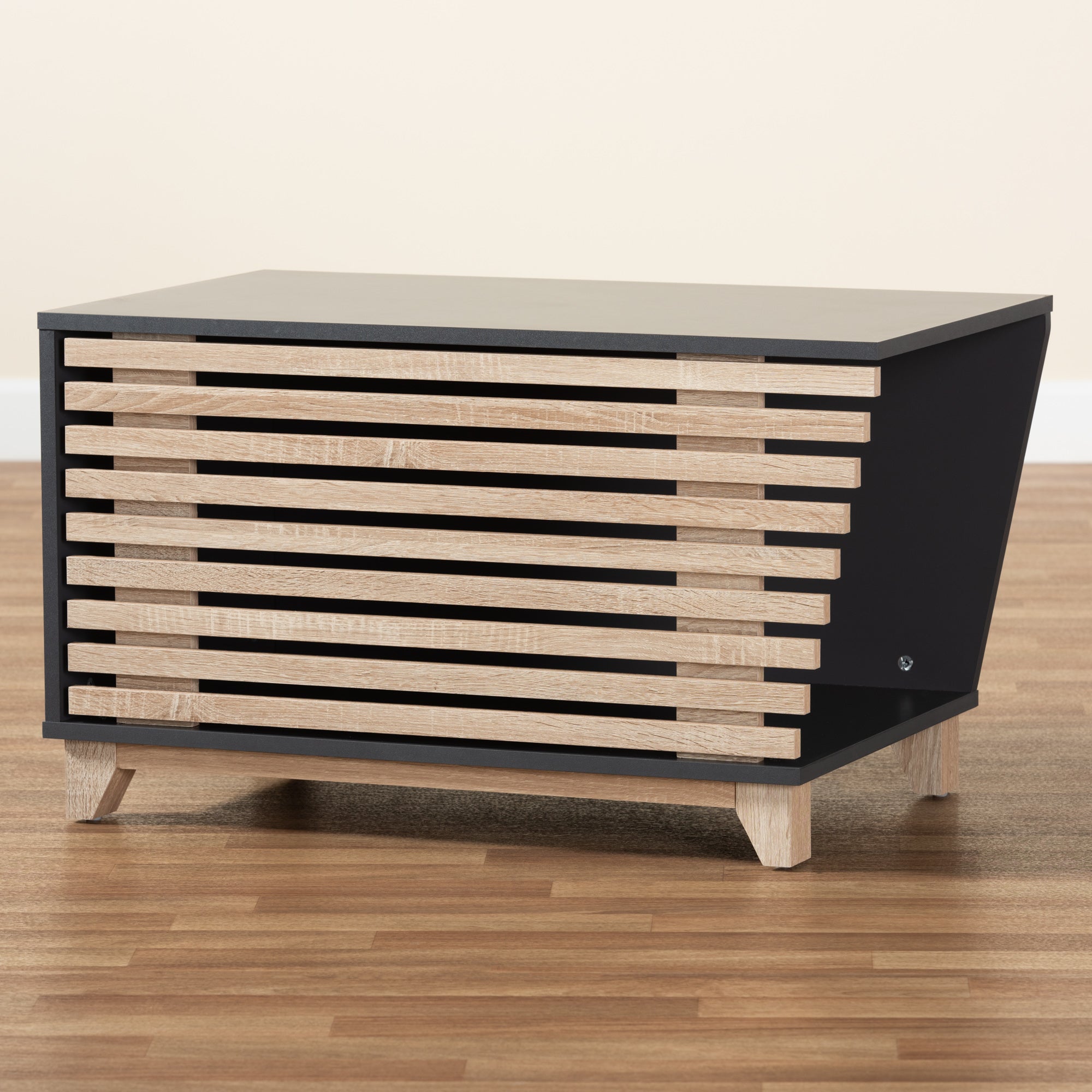 Eckhart Modern and Contemporary Two-Tone Dark and Finished Wood Cat Litter Box Cover House