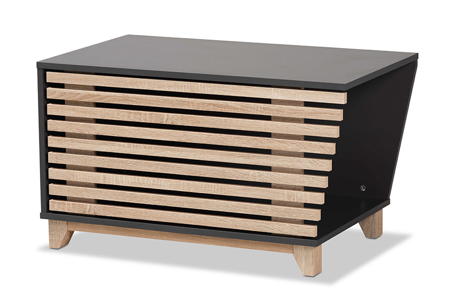 Eckhart Modern and Contemporary Two-Tone Dark and Finished Wood Cat Litter Box Cover House