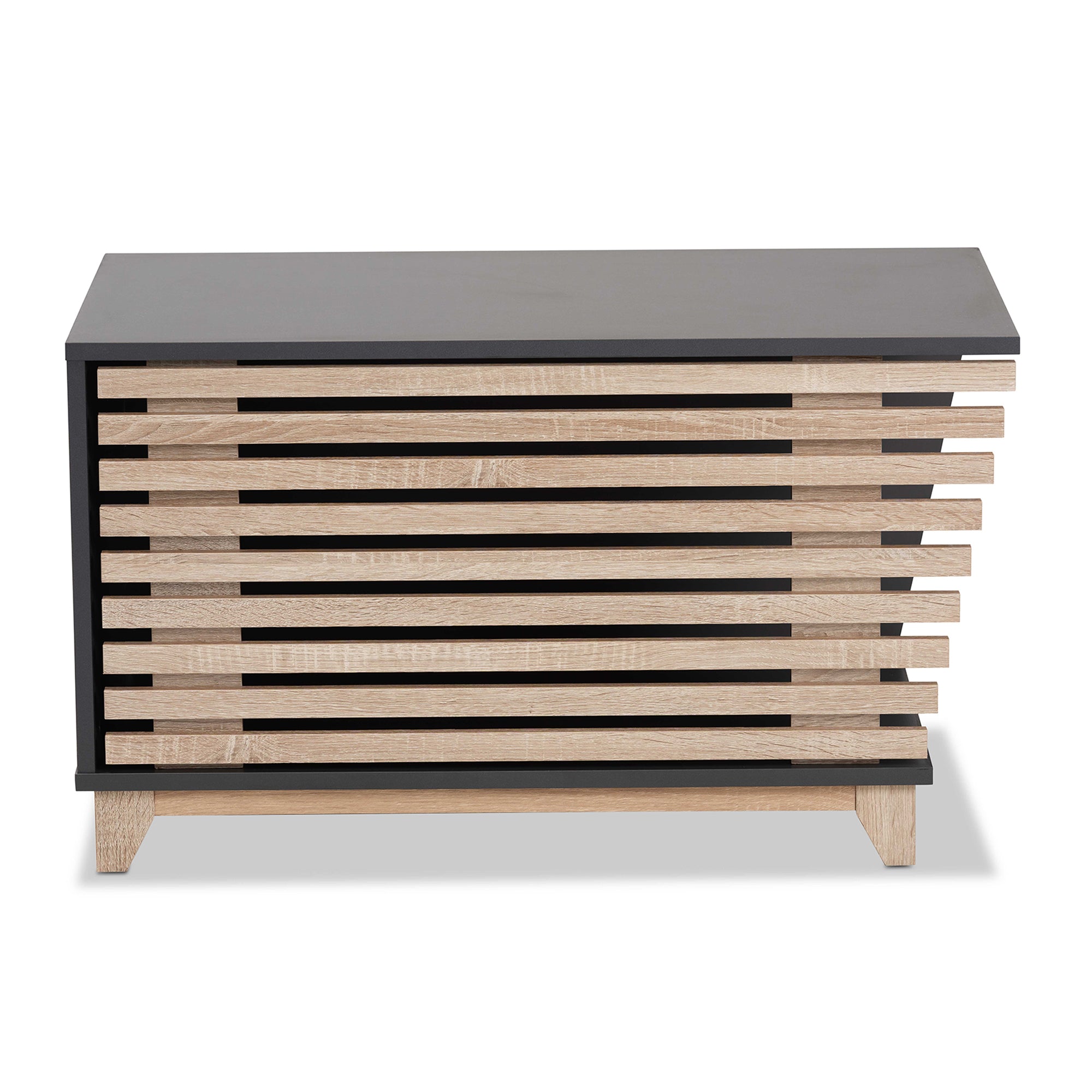 Eckhart Modern and Contemporary Two-Tone Dark and Finished Wood Cat Litter Box Cover House