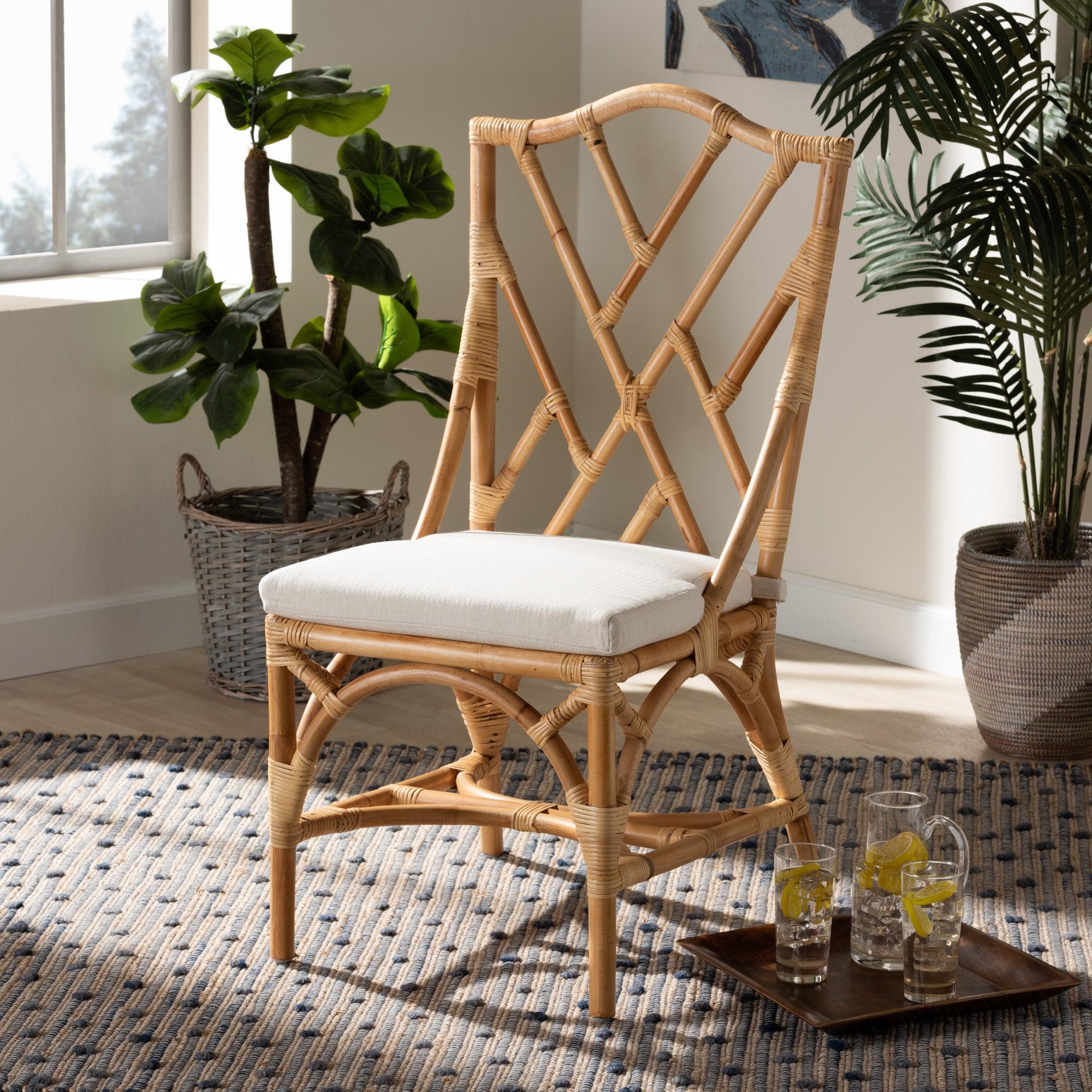 bali & pari Sonia Modern and Contemporary Finished Rattan Dining Chair