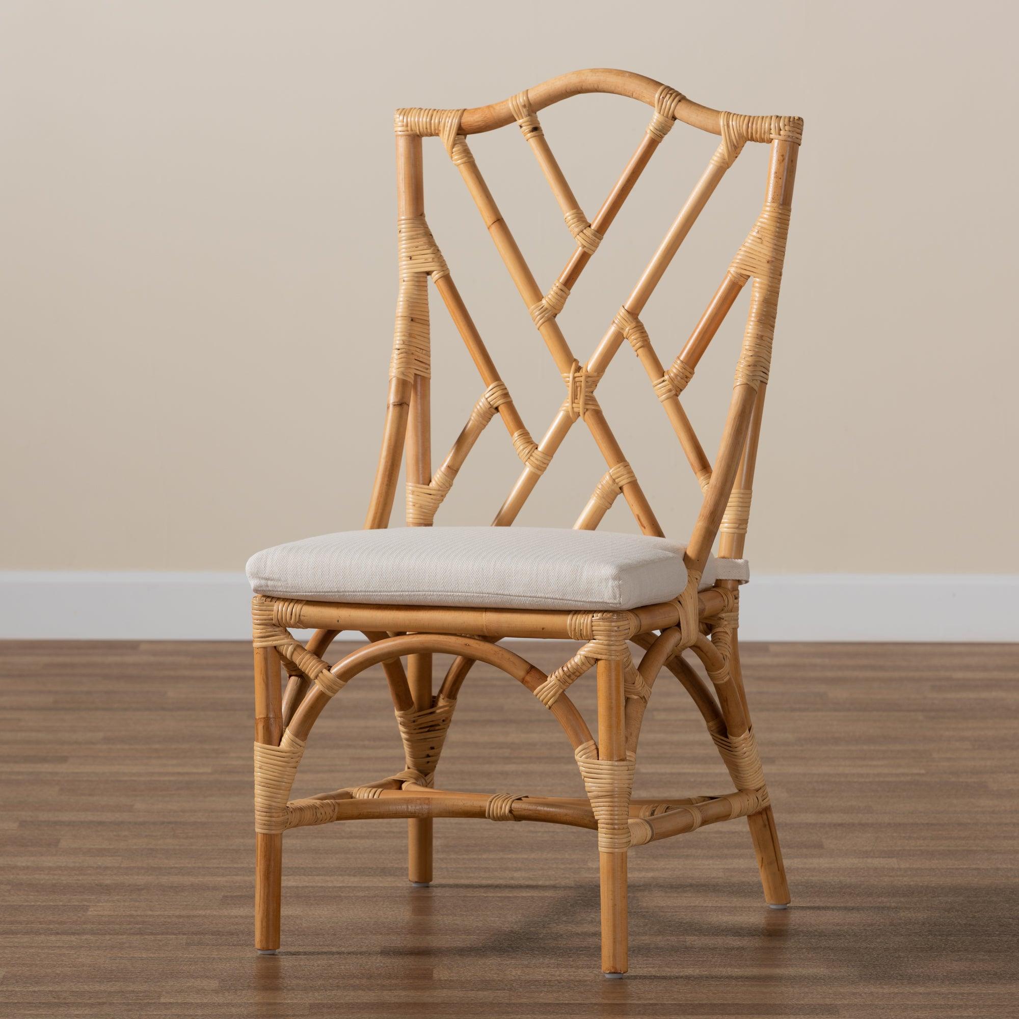 bali & pari Sonia Modern and Contemporary Finished Rattan Dining Chair