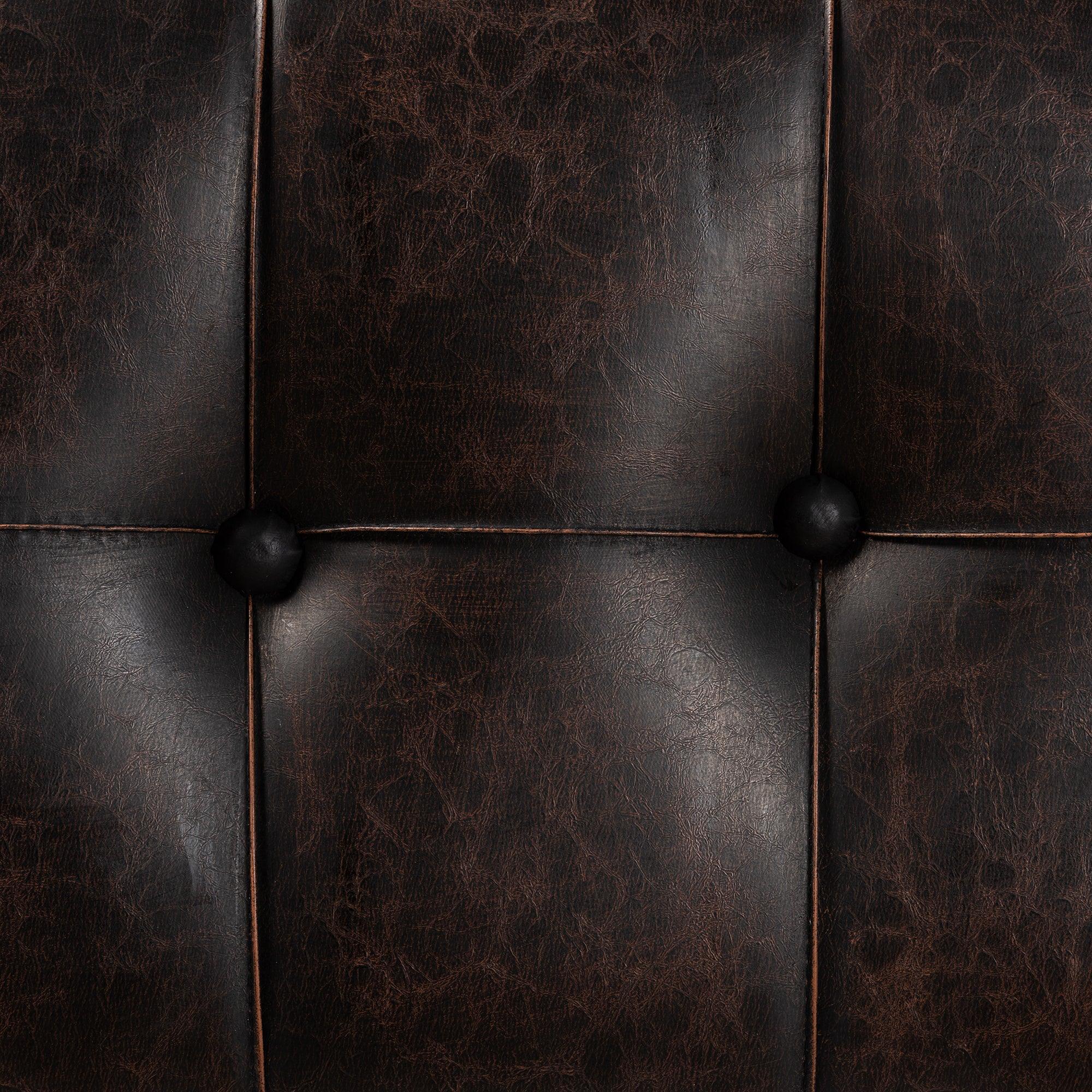 Edmund Rustic Transitional Faux Leather Upholstered and Finished Wood Storage Ottoman
