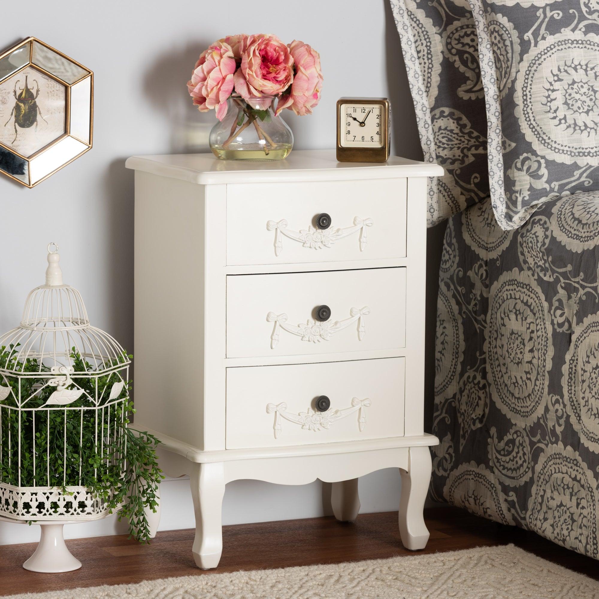 Callen Classic and Traditional Finished Wood 3-Drawer End Table