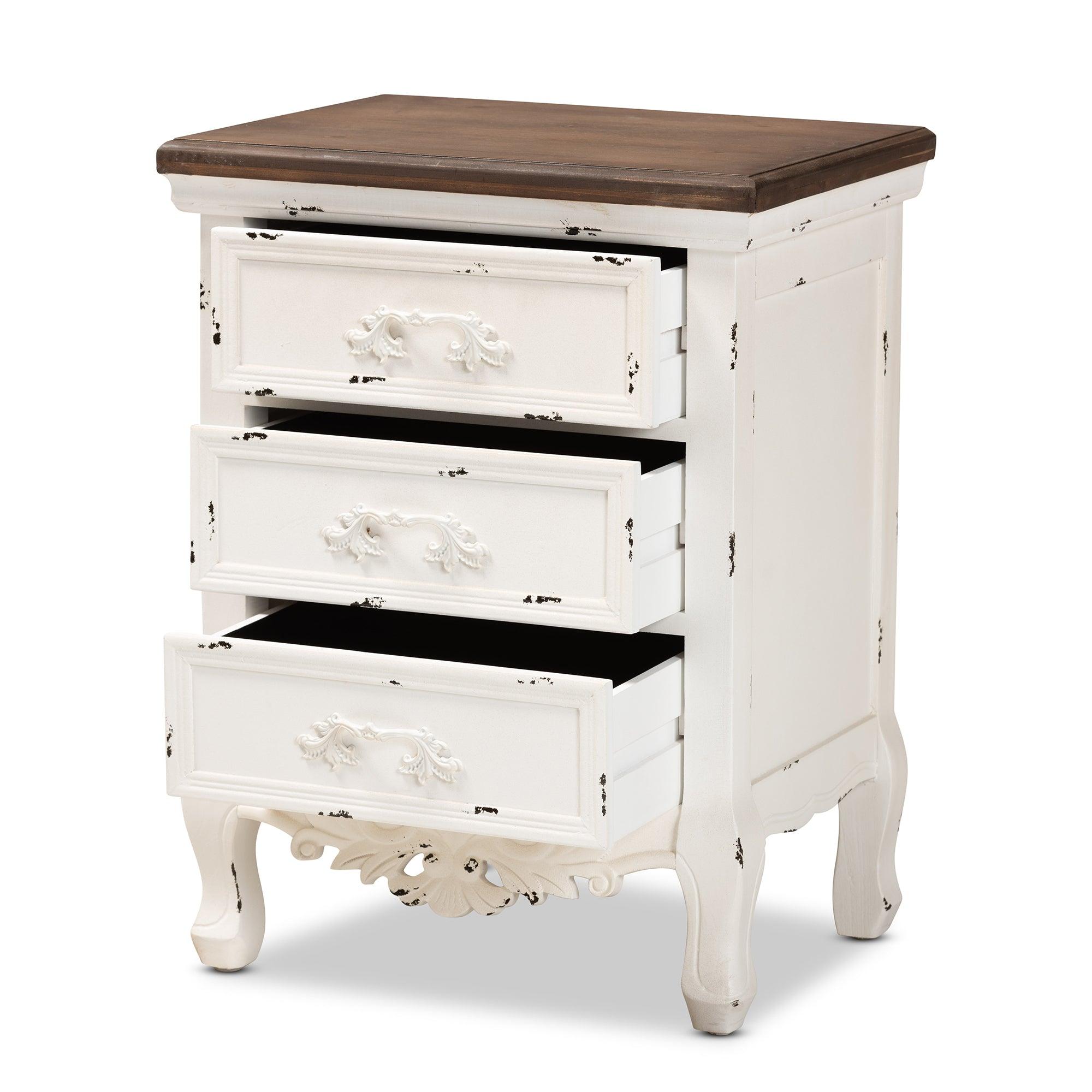 Levron Classic and Traditional and Antique Finished Wood 3-Drawer End Table