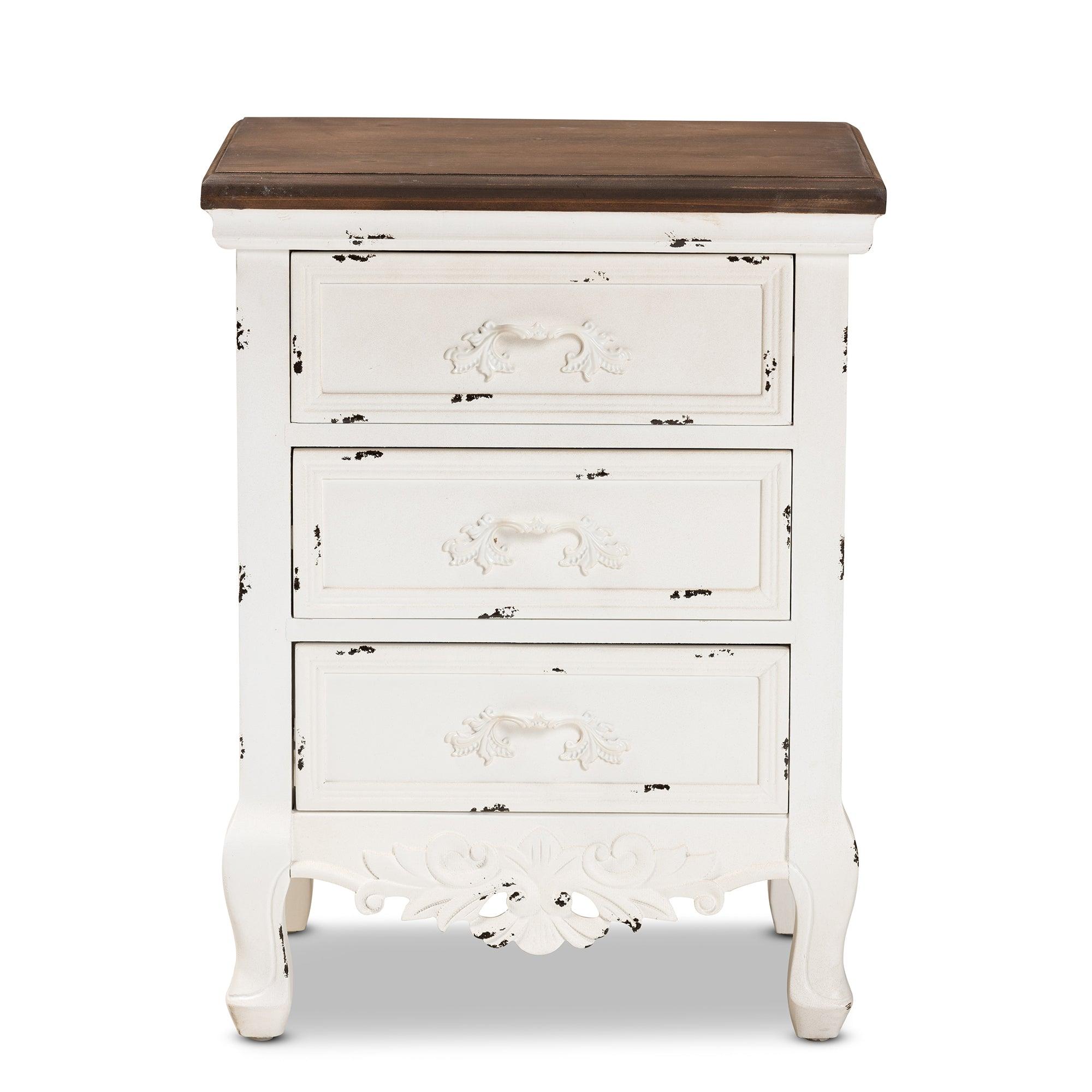 Levron Classic and Traditional and Antique Finished Wood 3-Drawer End Table