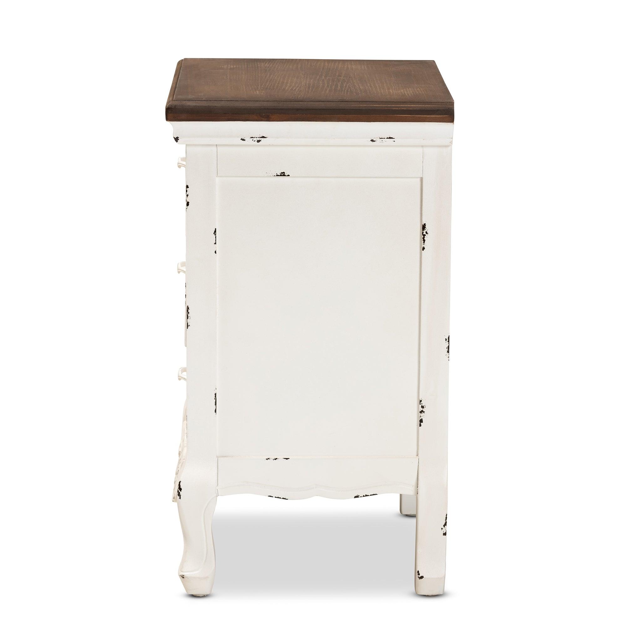 Levron Classic and Traditional and Antique Finished Wood 3-Drawer End Table
